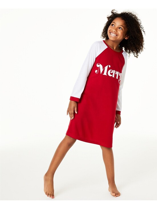 Family Pajamas Other - Family Pajamas Big Kids Matching Kids Merry Sleepshirt Size 4-5